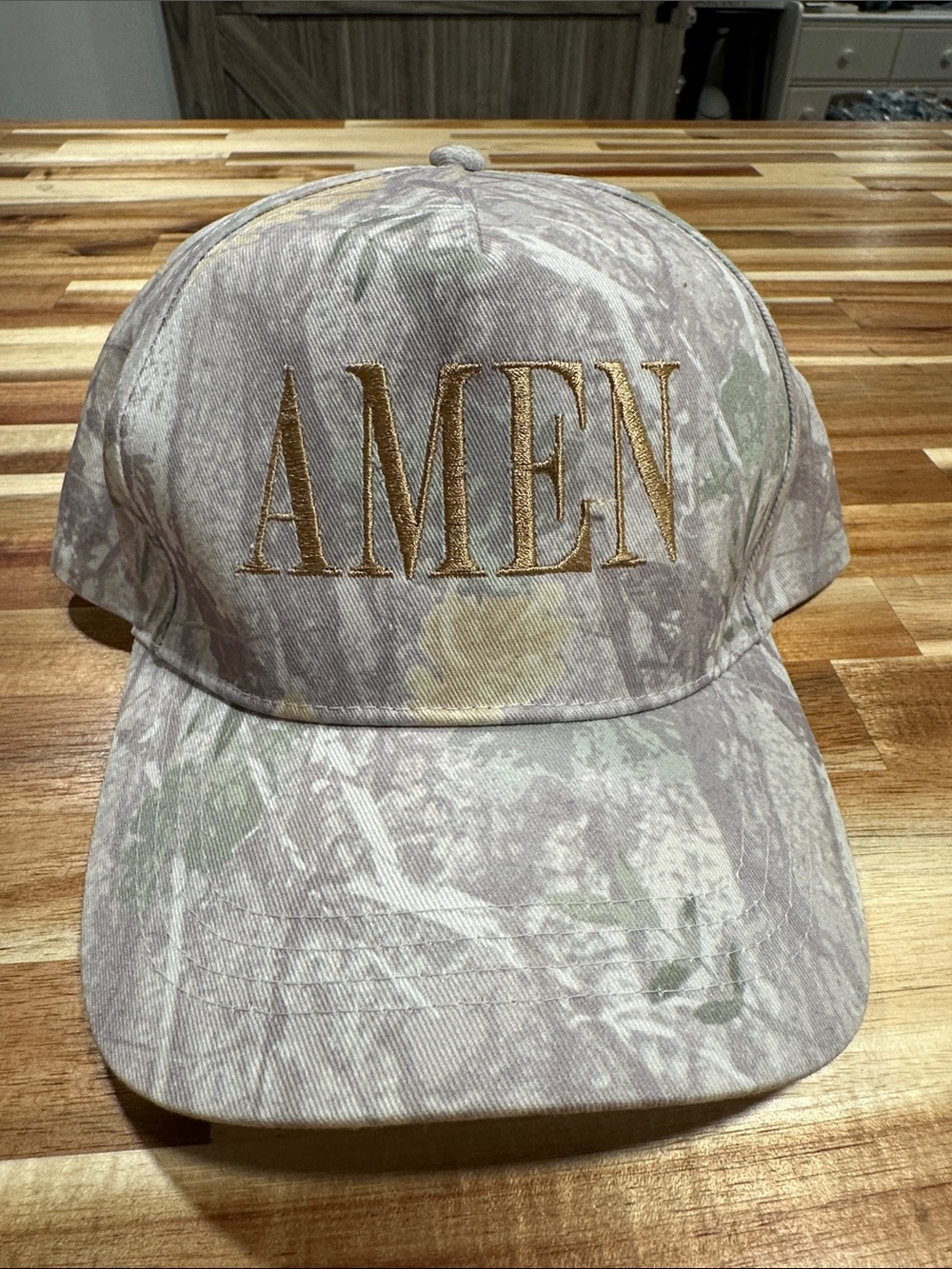 David and Young AMEN Embroidered Camo Cap - Beige/Olive 443